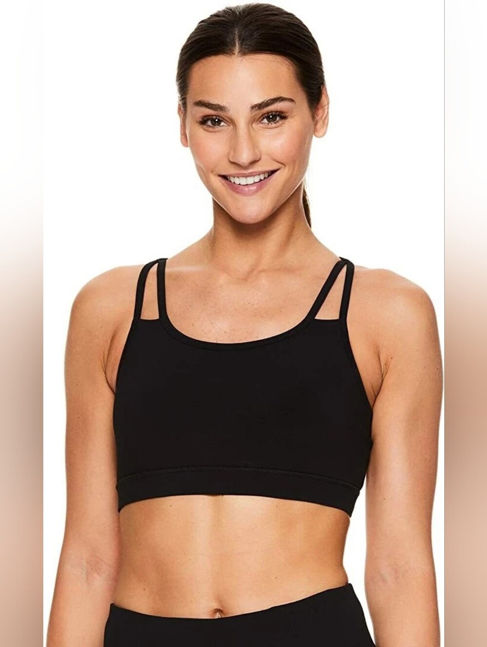 Gaiam Yoga Shine Black Strappy Sport Bra Xl
